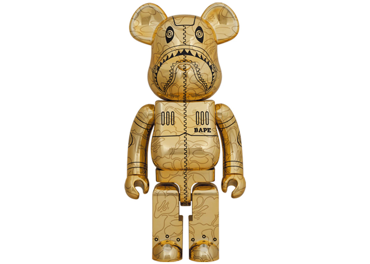 Bearbrick x BAPE x Hajime Sorayama Camo Shark 1000% Gold - vue secondaire A
