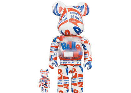 Bearbrick x Andy Warhol Brillo (2022) 100% & 400% Set - authentic Bearbrick product