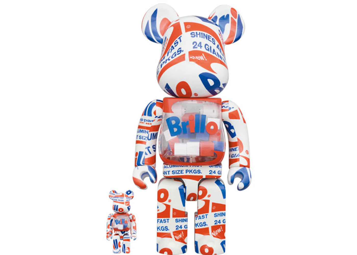 Bearbrick x Andy Warhol Brillo (2022) 100% & 400% Set - vue 360