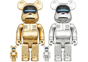 Bearbrick x BAPE x Hajime Sorayama Baby Milo 100% & 400% 4x Set Gold/Silver - vue 360