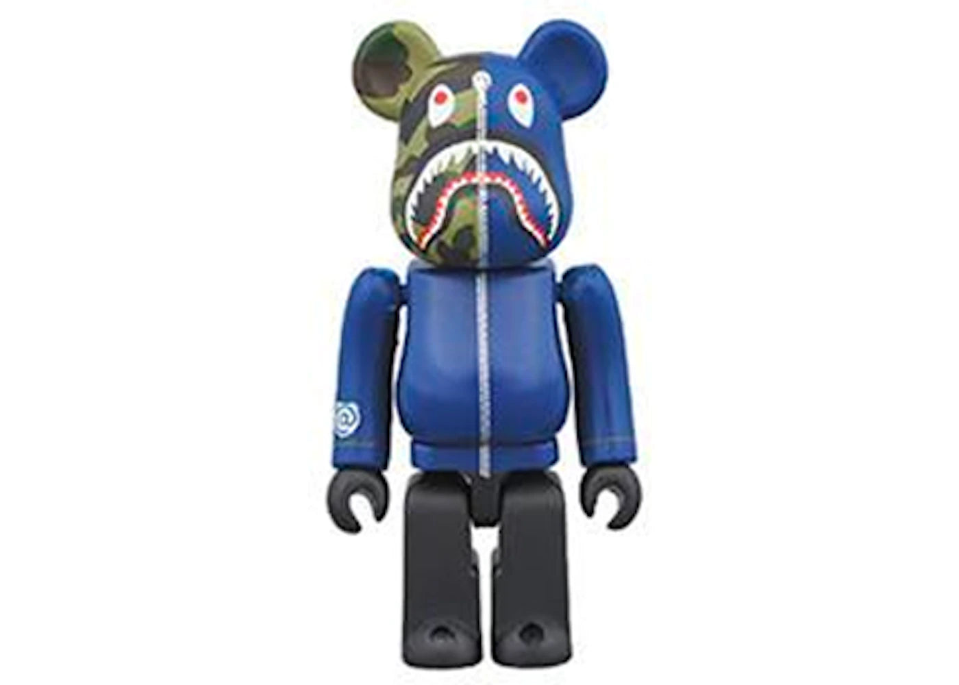 Bearbrick x Bape 1st Camo Shark 100% Navy - vue 360