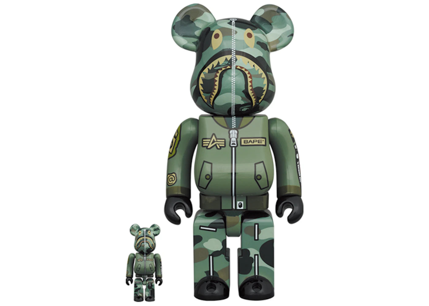Bearbrick x Bape x Alpha Industries 100% & 400% Set - vue secondaire A
