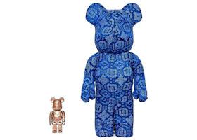 Bearbrick x CLOT x Nike 100% & 400% Set Royale University Blue Silk