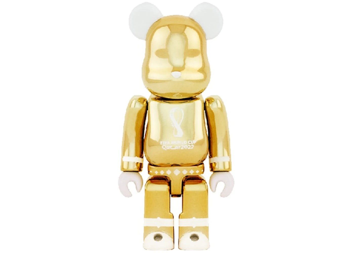 Bearbrick x FIFA World Cup Qatar 2022 100% & 400% 4-Pc Set White Chrome/Gold