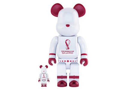 Bearbrick x FIFA World Cup Qatar 2022 100% & 400% Set White Chrome - authentic Bearbrick product