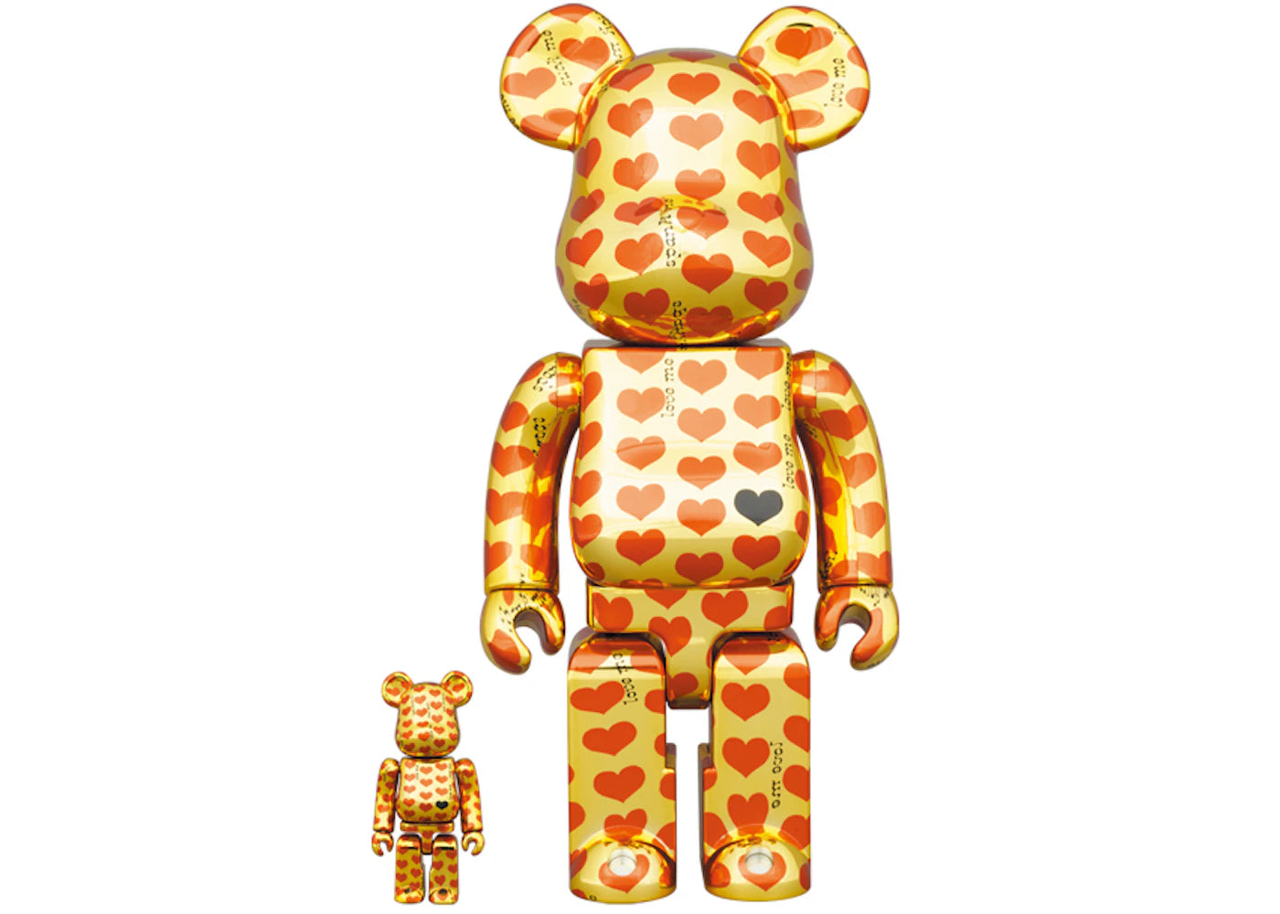 Bearbrick x Hide X JAPAN Yellow Heart 100% & 400% Set Gold sneakers - authentic Bearbrick shoes