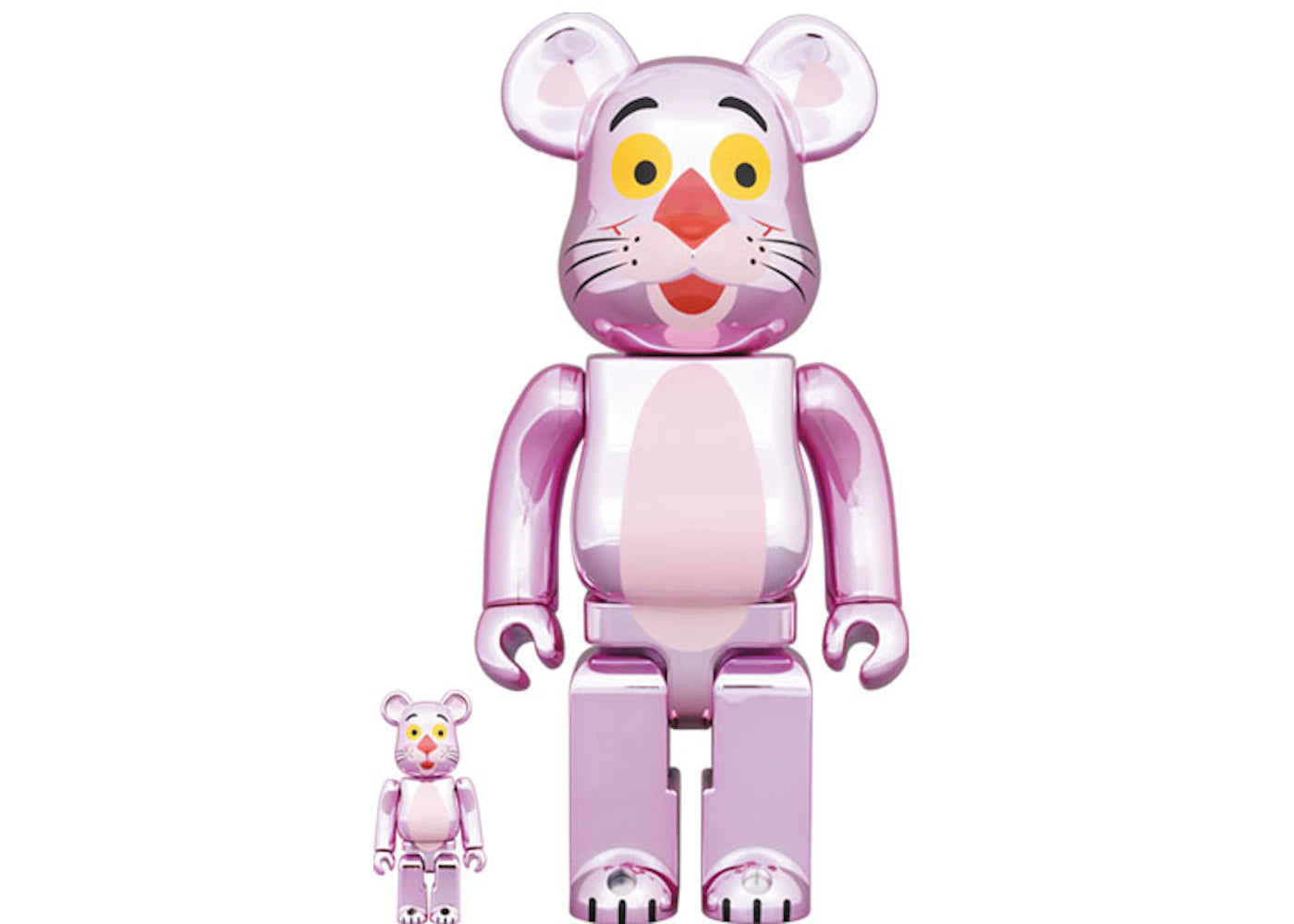 Bearbrick x Pink Panther 100% & 400% Set Chrome Ver. - vue secondaire A