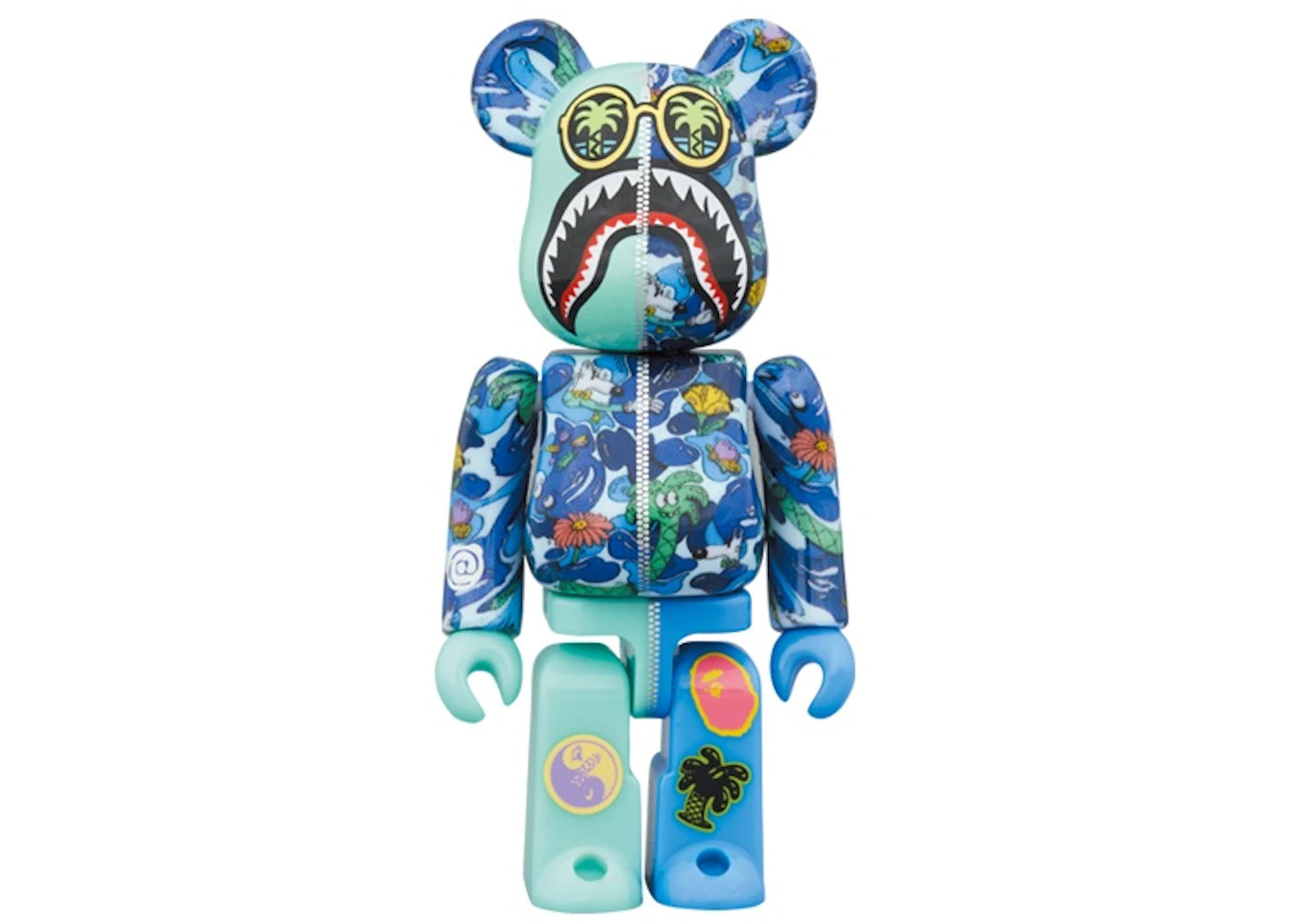 Bearbrick x Steven Harrington x BAPE Shark 100% & 400% Set Blue Camo - vue secondaire B