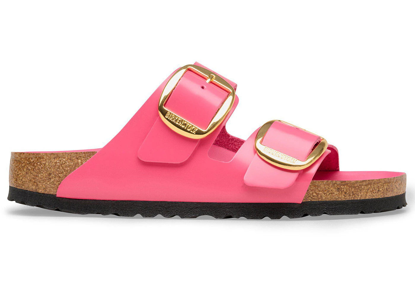 Birkenstock Arizona Big Buckle Natural Leather Patent High-Shine Fuchsia Tulip - vue secondaire A