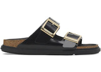 Birkenstock Arizona Droplet Buckle Natural Leather Patent High Shine Black