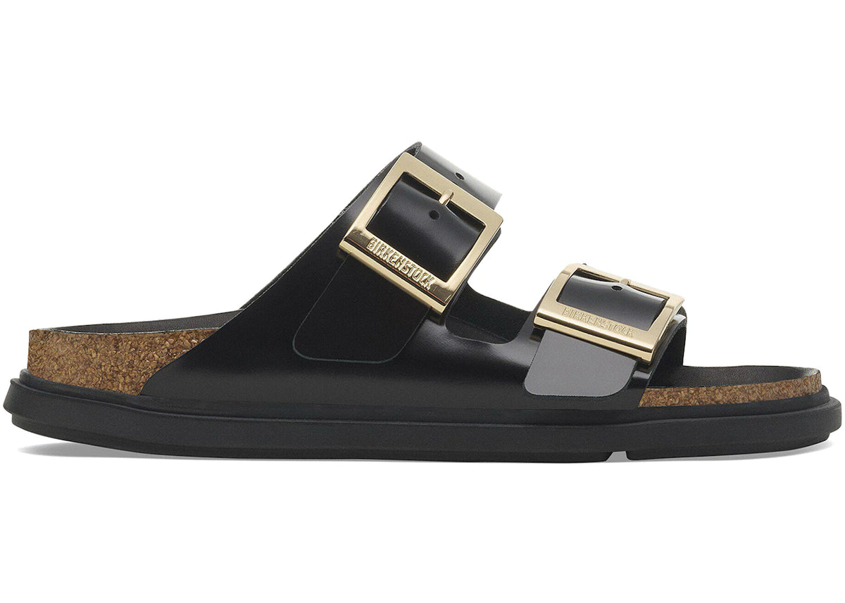 Birkenstock Arizona Droplet Buckle Natural Leather Patent High Shine Black - vue secondaire A