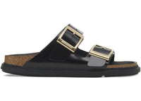 Birkenstock Arizona Droplet Buckle Natural Leather Patent High Shine Black