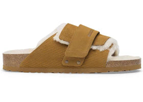 Birkenstock Kyoto Shearling Suede Leather Corduroy Cork Brown