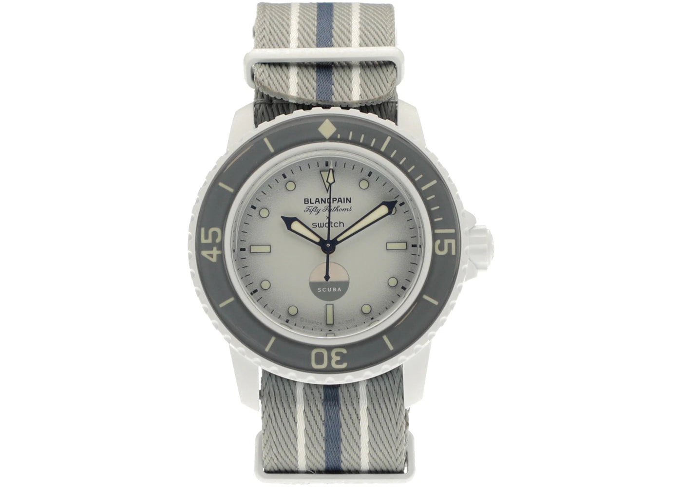 Blancpain x Swatch Scuba Fifty Fathoms Antarctic Ocean SO35S100 - vue 360