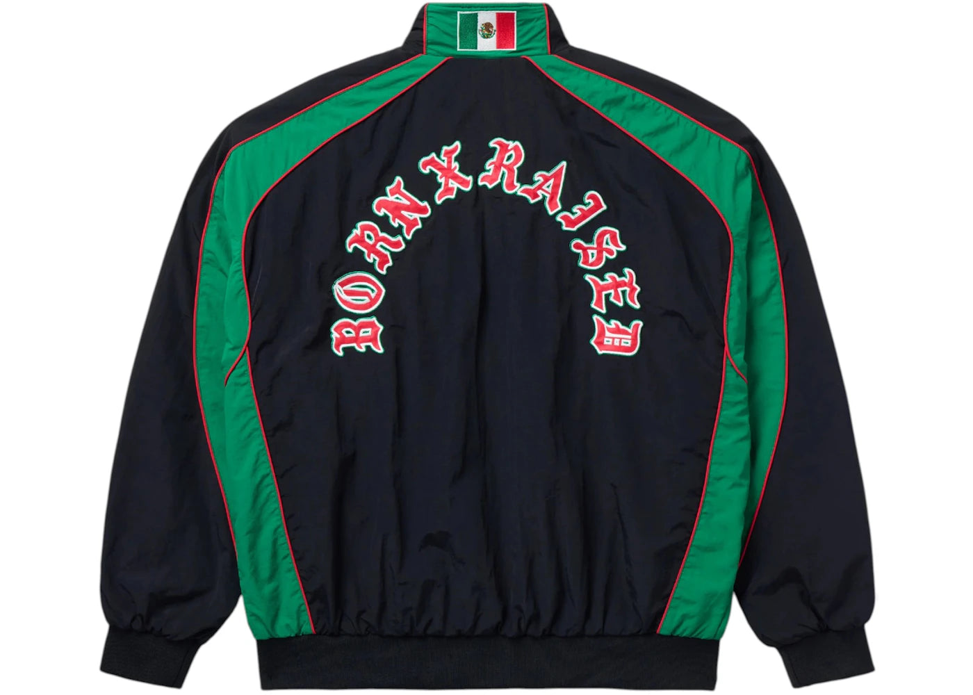 Born X Raised Mexico Warm-up Windbreaker Black/Green - vue secondaire B