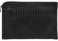 Bottega Veneta Intrecciato Document Clutch Bag Black