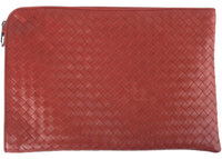 Bottega Veneta Intrecciato Document Clutch Bag Red