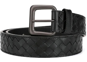 Bottega Veneta Intrecciato Weave Belt Black - vue 360