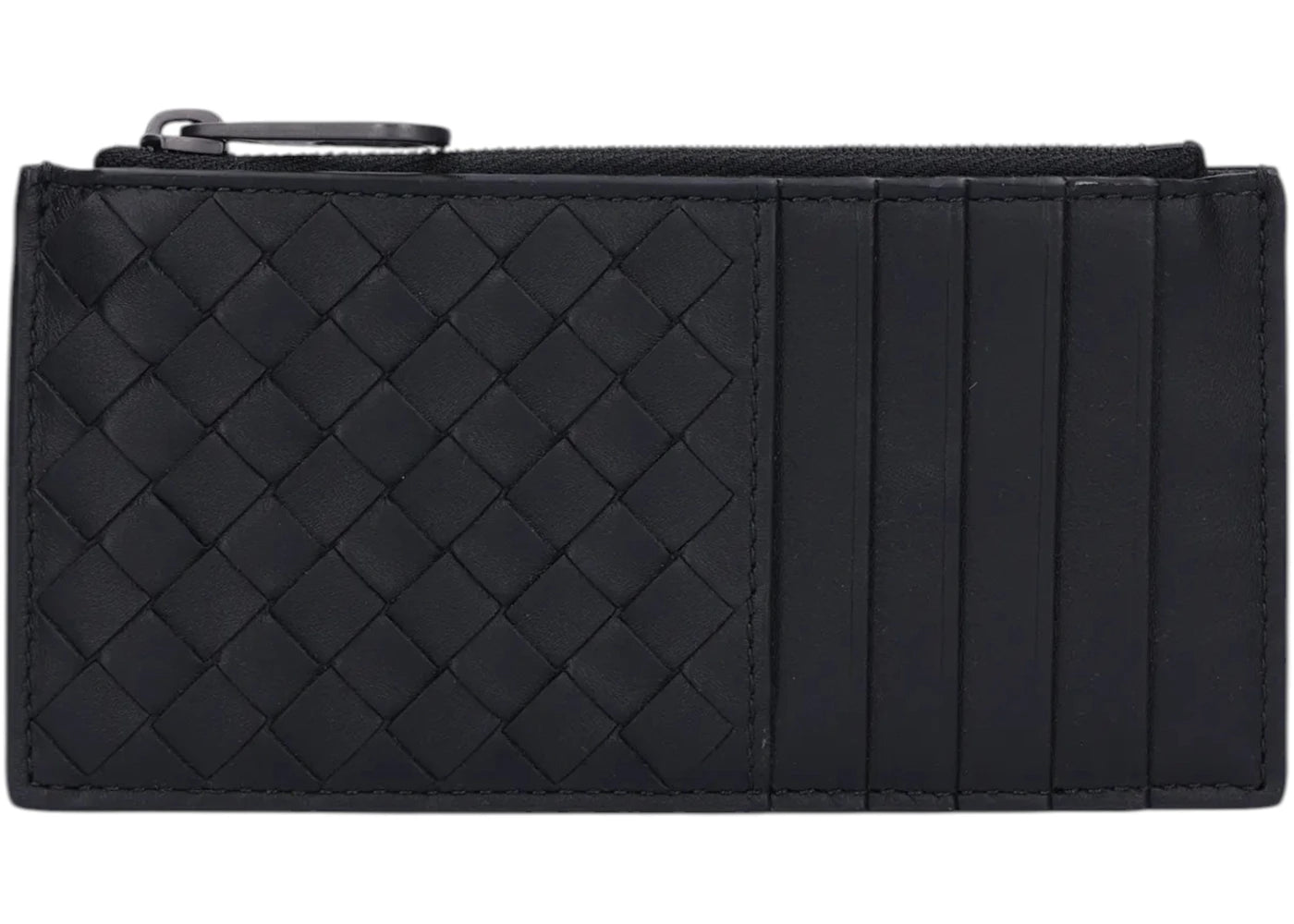 Bottega Veneta Intrecciato Zip Card Case Black - vue 360