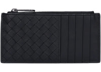Bottega Veneta Intrecciato Zip Card Case Black