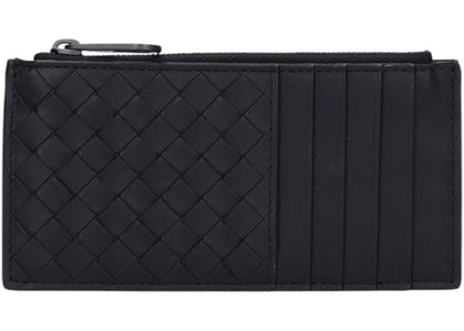 Bottega Veneta Intrecciato Zip Card Case Black - authentic Bottega Veneta product