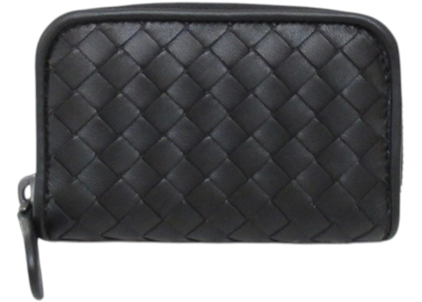 Bottega Veneta Intrecciato Zipper Coin Purse Wallet Black - vue 360