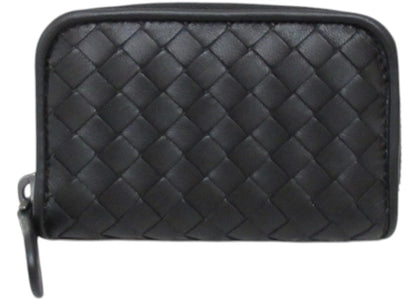 Bottega Veneta Intrecciato Zipper Coin Purse Wallet Black - authentic Bottega Veneta product