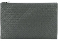 Bottega Veneta Lambskin Clutch Bag Grey
