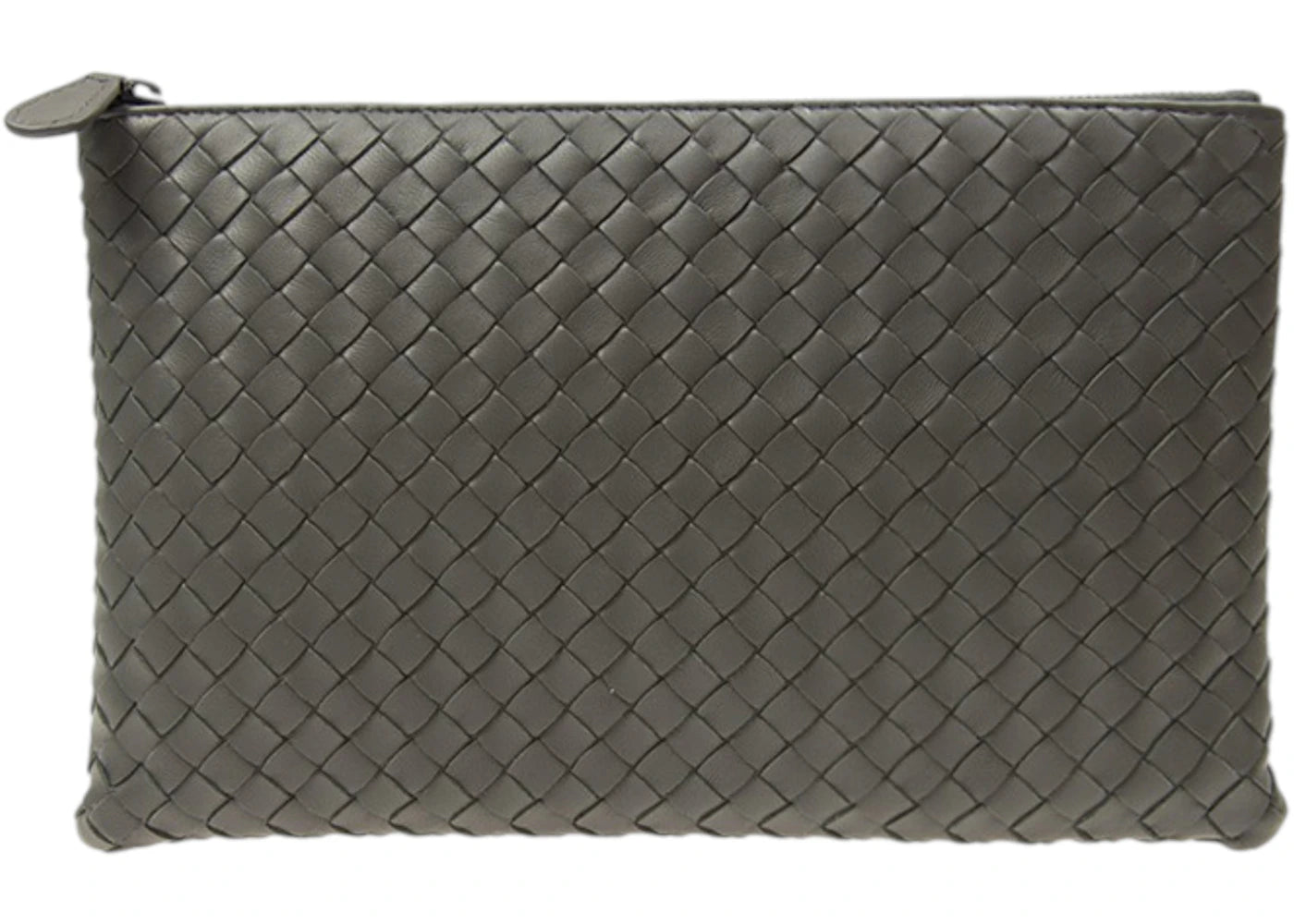 Bottega Veneta Lambskin Clutch Bag Light Grey - vue 360