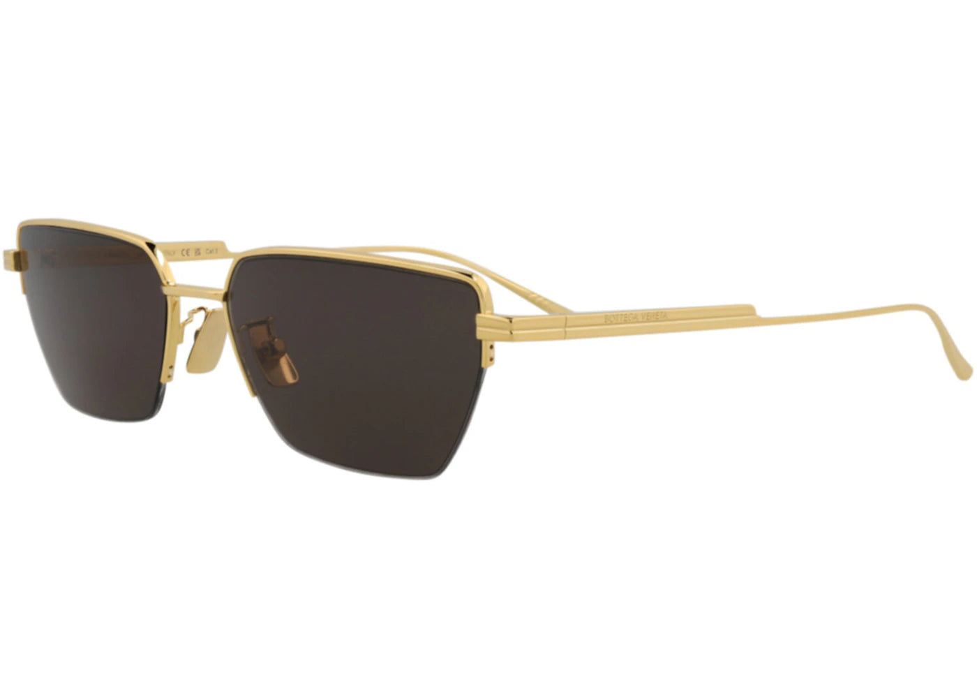 Bottega Veneta Square-Frame Metal Sunglasses Gold Gold Grey (BV1107S-30011010-004) - vue secondaire A