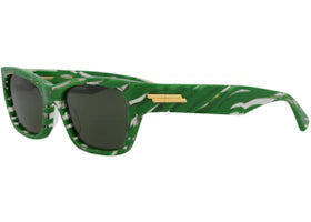 Bottega Veneta Square Rectangle Sunglasses Green/Green/Green (BV1143S-30013129-004) - vue 360