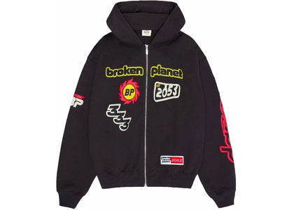 Broken Planet Performance Zip Up Hoodie Soot Black - authentic Broken Planet apparel