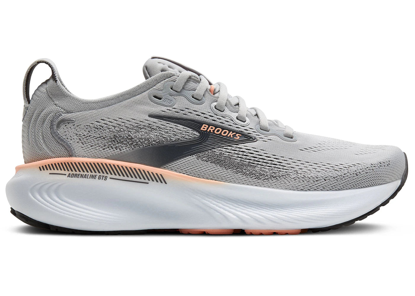 Brooks Adrenaline GTS 25 Grey Blackened Pearl Coral (Damen) - vue 360