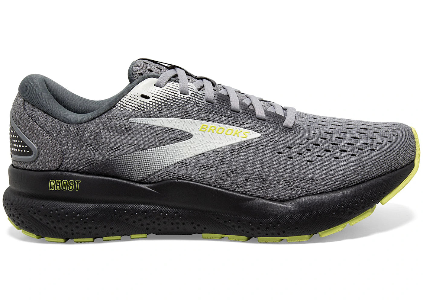 Brooks Ghost 16 Primer Grey Lime - vue 360