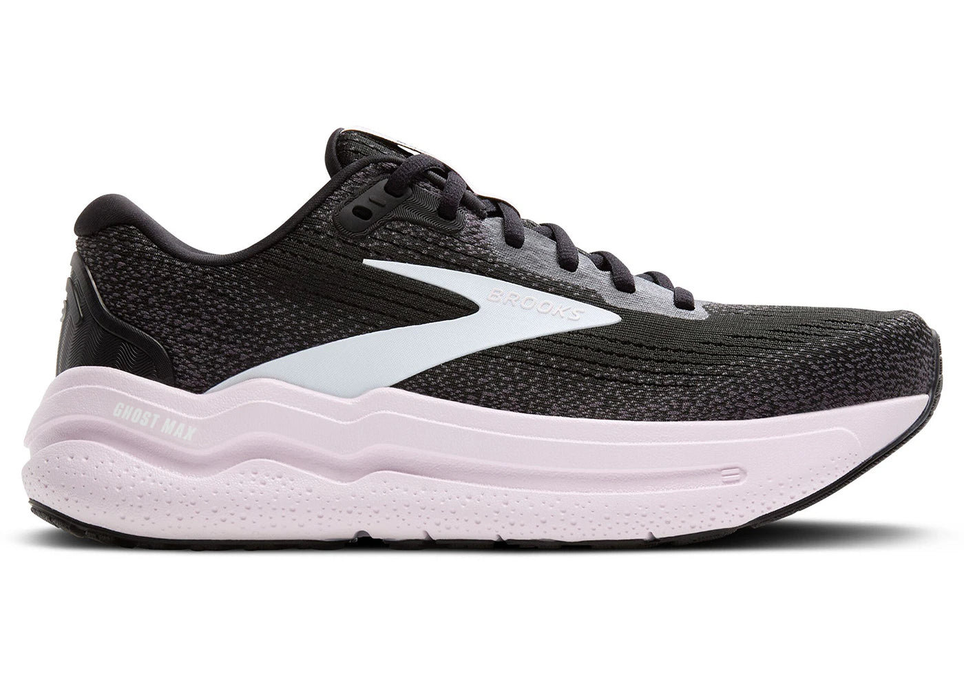 Brooks Ghost Max 2 Black White Orchid Ice (Damen) - vue 360