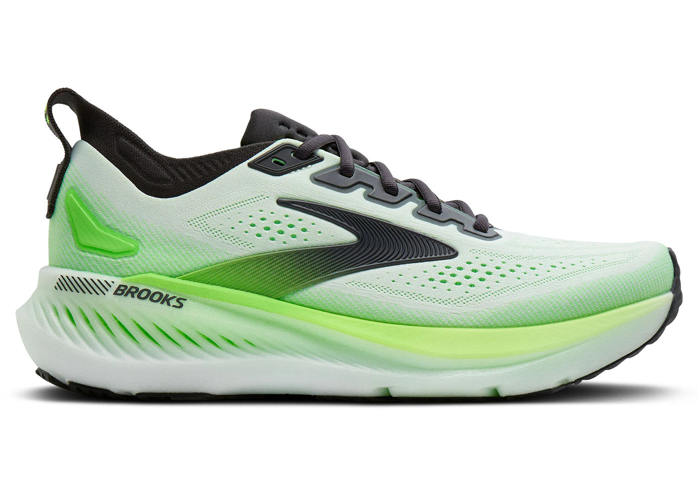 Brooks Glycerin GTS 23 White Phantom Green Gecko - vue 360