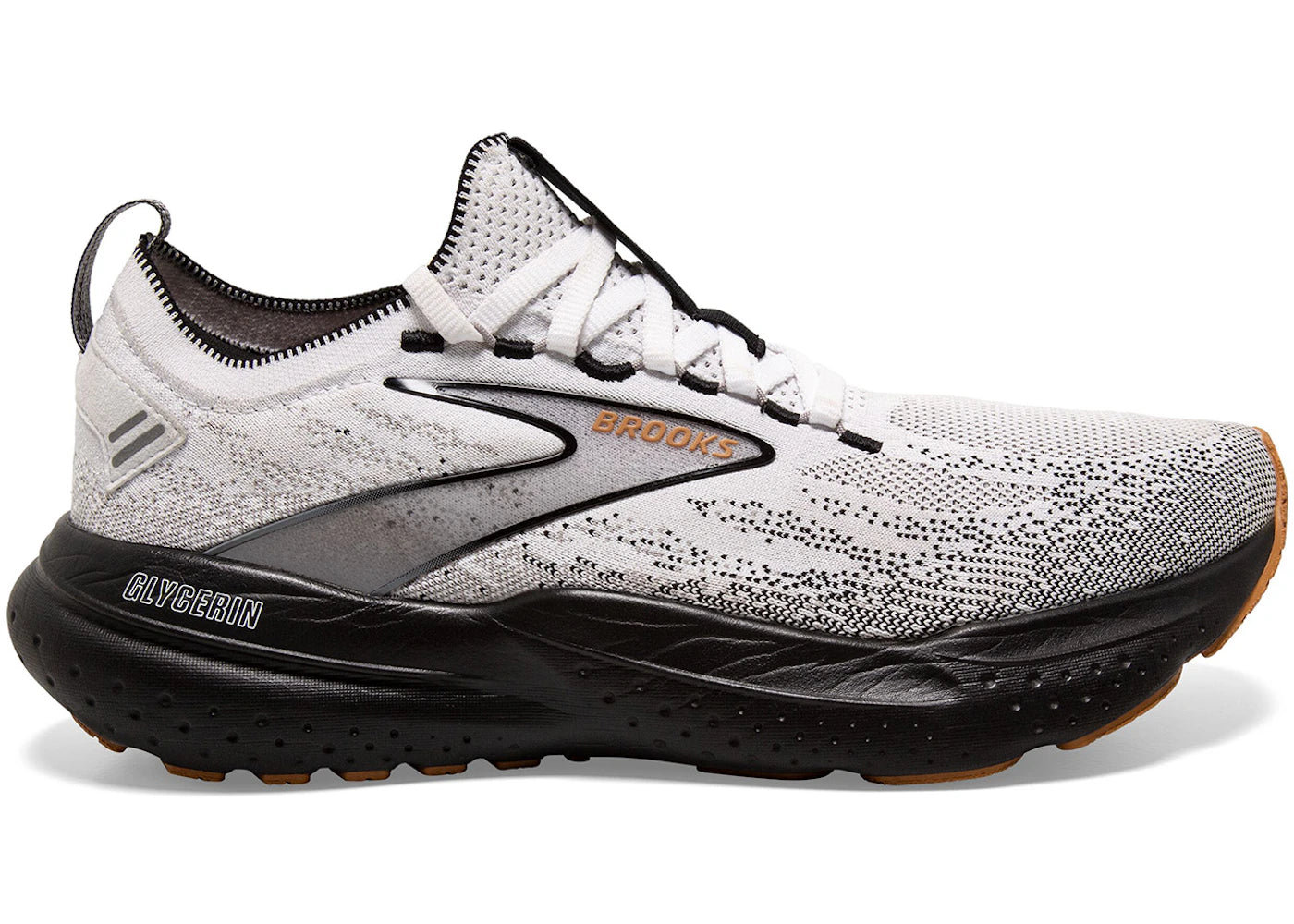 Brooks Glycerin StealthFit 21 White Grey Black - vue 360