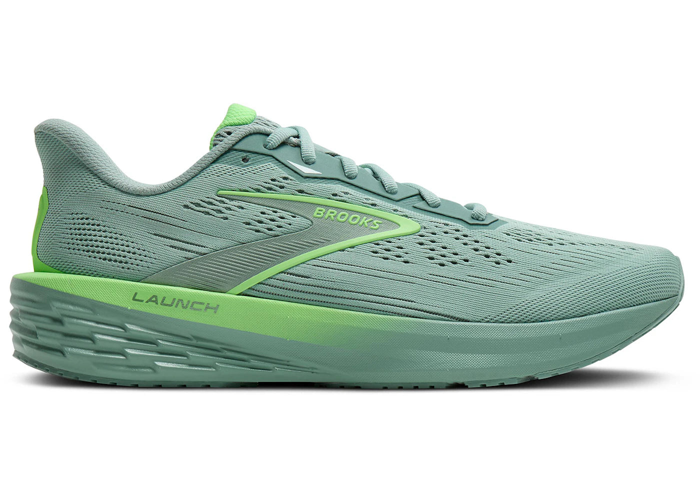 Brooks Launch 12 Grey Mist Green - vue 360