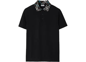 Burberry Check Collar Polo Shirt Black - vue 360