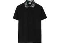 Burberry Check Collar Polo Shirt Black