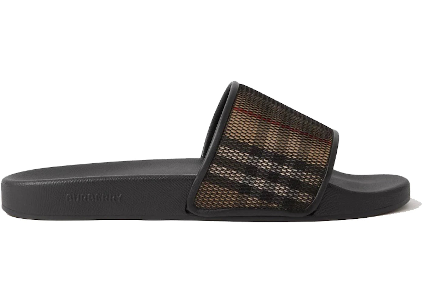 Burberry Check Cotton Mesh Slides Black - vue secondaire A