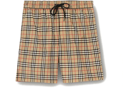 Burberry Check Drawcord Swim Shorts Beige - authentic Burberry apparel