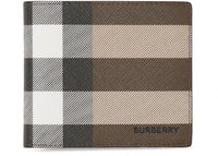 Burberry Check E-canvas International Bifold Wallet 8 slot Dark Birch Brown