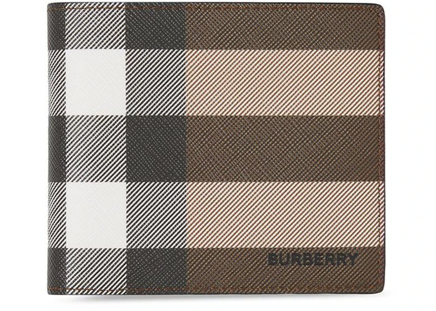 Burberry Check E-canvas International Bifold Wallet 8 slot Dark Birch Brown - vue secondaire A