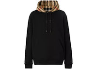 Burberry Check Hood Cotton Hoodie Black