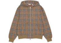 Burberry Check Zip Up Hoodie Beige