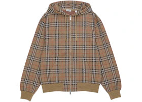 Burberry Check Zip Up Hoodie Beige