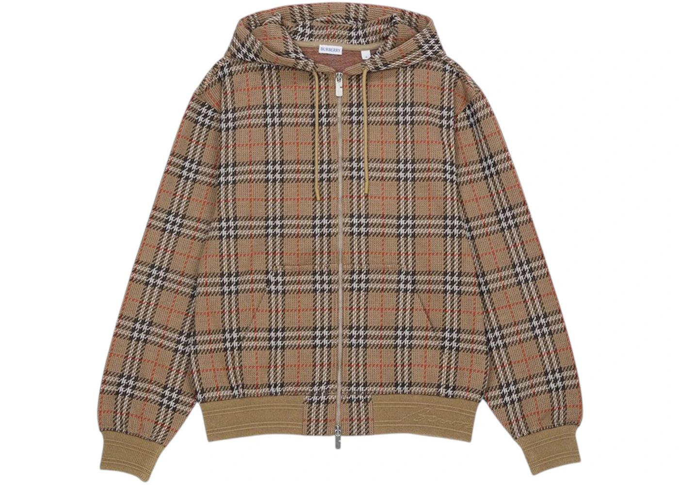 Burberry Check Zip Up Hoodie Beige - vue secondaire A
