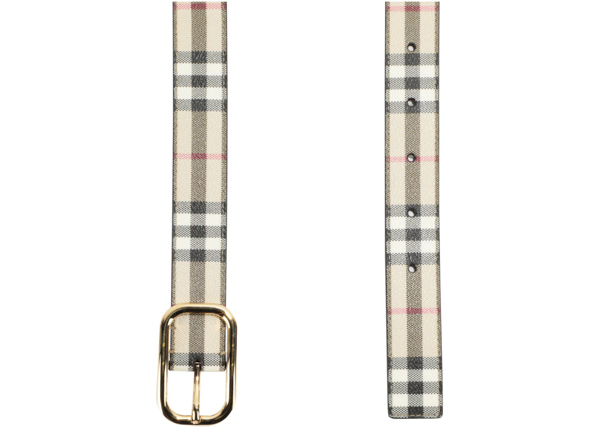 Burberry Check Leather Belt Archive Beige Gold - vue secondaire B