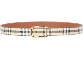 Burberry Check Leather Belt Archive Beige Gold - vue 360